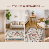 Ultra Soft Area Rug, Non Slip, Stain Resistant, Washable Area Rugs for Living Room, Bedroom, Rustic Neutral Abstract Elements(Beige)