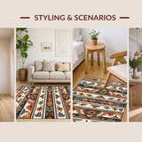 Ultra Soft Area Rug, Non Slip, Stain Resistant, Washable Area Rugs for Living Room, Bedroom, Dynamic Southwest Inspired Elements(Brown)