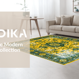 Ultra Soft Area Rug, Non Slip, Stain Resistant, Washable Area Rugs for Living Room, Bedroom, Whimsical Multi-Hued Floral Arrangement(Yellow)