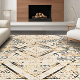 Ultra Soft Area Rug, Non Slip, Stain Resistant, Washable Area Rugs for Living Room, Bedroom, Rustic Warm Mocha Lattice Style(Beige)
