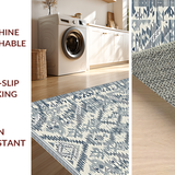 Ultra Soft Area Rug, Non Slip, Stain Resistant, Washable Area Rugs for Living Room, Bedroom, Sleek Monochrome Linear Design(Blue)