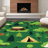 Ultra Soft Area Rug, Non Slip, Stain Resistant, Washable Area Rugs for Living Room, Bedroom, Dynamic Scenic Mountain Landscape(Green)