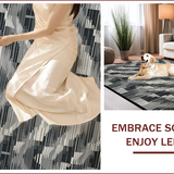 Ultra Soft Area Rug, Non Slip, Stain Resistant, Washable Area Rugs for Living Room, Bedroom, Sleek Angular Patterned Aesthetic(Black)