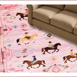 Ultra Soft Area Rug, Non Slip, Stain Resistant, Washable Area Rugs for Living Room, Bedroom, Playful Pink Animal Motif(Pink)