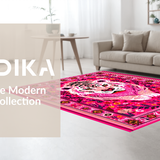 Ultra Soft Area Rug, Non Slip, Stain Resistant, Washable Area Rugs for Living Room, Bedroom, Vibrant Jungle-Themed Decor(Pink)