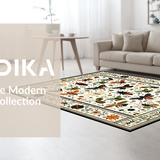 Ultra Soft Area Rug, Non Slip, Stain Resistant, Washable Area Rugs for Living Room, Bedroom, Charming Organic Botanical Design(White)