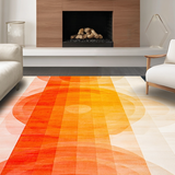 Ultra Soft Area Rug, Non Slip, Stain Resistant, Washable Area Rugs for Living Room, Bedroom, Chic Minimalist Curved Lines(Orange)