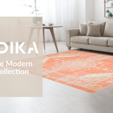 Ultra Soft Area Rug, Non Slip, Stain Resistant, Washable Area Rugs for Living Room, Bedroom, Refined Geometric Terracotta Palette(Orange)