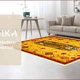 Ultra Soft Area Rug, Non Slip, Stain Resistant, Washable Area Rugs for Living Room, Bedroom, Vintage Boho Leopard Print(Yellow)