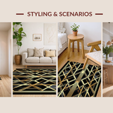 Ultra Soft Area Rug, Non Slip, Stain Resistant, Washable Area Rugs for Living Room, Bedroom, Art Deco Golden Scales Motif(Black)