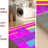 Ultra Soft Area Rug, Non Slip, Stain Resistant, Washable Area Rugs for Living Room, Bedroom, Whimsical Retro Funky Shapes(Pink)