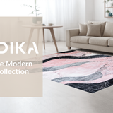 Ultra Soft Area Rug, Non Slip, Stain Resistant, Washable Area Rugs for Living Room, Bedroom, Elegant Irregular Marble Motif(Pink)