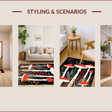 Ultra Soft Area Rug, Non Slip, Stain Resistant, Washable Area Rugs for Living Room, Bedroom, Nature-Inspired Black Aesthetic(Red)