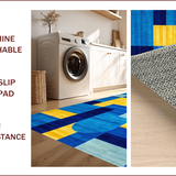 Ultra Soft Area Rug, Non Slip, Stain Resistant, Washable Area Rugs for Living Room, Bedroom, Chic Dynamic Color Block Composition(Blue)