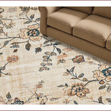 Ultra Soft Area Rug, Non Slip, Stain Resistant, Washable Area Rugs for Living Room, Bedroom, Chic Faded Botanical Design(Beige)