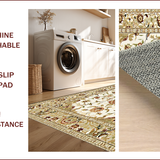 Ultra Soft Area Rug, Non Slip, Stain Resistant, Washable Area Rugs for Living Room, Bedroom, Trendy Nature-Inspired Floral Aesthetic(Beige)