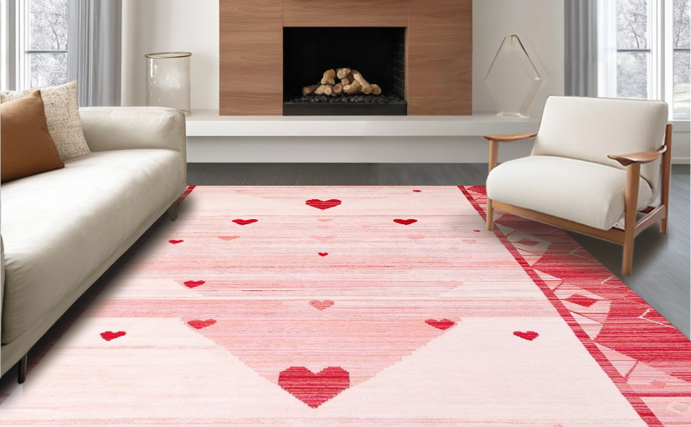 Romantic Pastel Heart Design Rug – ODIKA