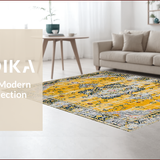 Ultra Soft Area Rug, Non Slip, Stain Resistant, Washable Area Rugs for Living Room, Bedroom, Rustic Earth Toned Geometric Motif(Yellow)