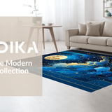 Ultra Soft Area Rug, Non Slip, Stain Resistant, Washable Area Rugs for Living Room, Bedroom, Bold Blue Space-Inspired Motif(Blue)