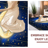 Ultra Soft Area Rug, Non Slip, Stain Resistant, Washable Area Rugs for Living Room, Bedroom, Whimsical Starry Night Motif(Blue)