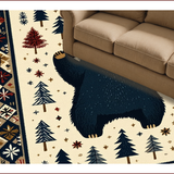 Ultra Soft Area Rug, Non Slip, Stain Resistant, Washable Area Rugs for Living Room, Bedroom, Non-Skid Cabin Bathroom Christmas Bear Decor Rug(Beige)