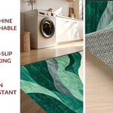 Ultra Soft Area Rug, Non Slip, Stain Resistant, Washable Area Rugs for Living Room, Bedroom, Sleek Blue-Gray Linear Arrangement(Green)