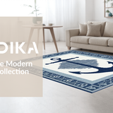 Ultra Soft Area Rug, Non Slip, Stain Resistant, Washable Area Rugs for Living Room, Bedroom, Coastal Gray Distressed Waves(Blue)
