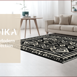 Ultra Soft Area Rug, Non Slip, Stain Resistant, Washable Area Rugs for Living Room, Bedroom, Trendy Monochrome Animal Motif(Black)