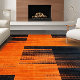 Ultra Soft Area Rug, Non Slip, Stain Resistant, Washable Area Rugs for Living Room, Bedroom, Rich Burnt Orange Textured Motif(Orange)