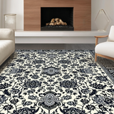 Ultra Soft Area Rug, Non Slip, Stain Resistant, Washable Area Rugs for Living Room, Bedroom, Luxurious Black and Grey Medallion(Beige)
