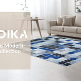 Ultra Soft Area Rug, Non Slip, Stain Resistant, Washable Area Rugs for Living Room, Bedroom, Elegant Abstract Tiled Pattern(Blue)