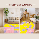 Ultra Soft Area Rug, Non Slip, Stain Resistant, Washable Area Rugs for Living Room, Bedroom, Lively Multicolor Happy Faces(Yellow)