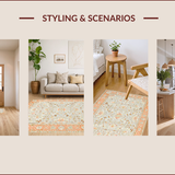 Ultra Soft Area Rug, Non Slip, Stain Resistant, Washable Area Rugs for Living Room, Bedroom, Elegant Creamy Rustic Blooms(Ivory)