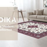Ultra Soft Area Rug, Non Slip, Stain Resistant, Washable Area Rugs for Living Room, Bedroom, Contemporary Vibrant Trellis Design(White)