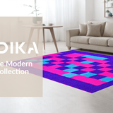 Ultra Soft Area Rug, Non Slip, Stain Resistant, Washable Area Rugs for Living Room, Bedroom, Whimsical Colorful Tile Arrangement(Purple)
