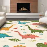 Ultra Soft Area Rug, Non Slip, Stain Resistant, Washable Area Rugs for Living Room, Bedroom, Joyful ABC Dinosaur Visual Delight(Ivory)