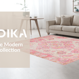 Ultra Soft Area Rug, Non Slip, Stain Resistant, Washable Area Rugs for Living Room, Bedroom, Pastel Medallion Patterned Delight(Pink)