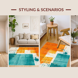 Ultra Soft Area Rug, Non Slip, Stain Resistant, Washable Area Rugs for Living Room, Bedroom, Lively Modern Abstract Expressionism(Orange)