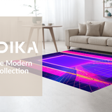 Ultra Soft Area Rug, Non Slip, Stain Resistant, Washable Area Rugs for Living Room, Bedroom, Retro Futuristic Colorful Composition(Purple)