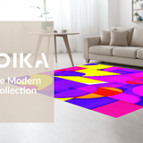 Ultra Soft Area Rug, Non Slip, Stain Resistant, Washable Area Rugs for Living Room, Bedroom, Playful Multicolor Graphic Geometry(Pink)
