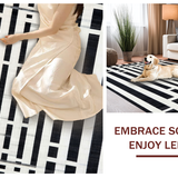 Ultra Soft Area Rug, Non Slip, Stain Resistant, Washable Area Rugs for Living Room, Bedroom, Monochrome Linear Weave Rug with Bold Alternating Stripes and Contrast(Black)