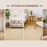 Ultra Soft Area Rug, Non Slip, Stain Resistant, Washable Area Rugs for Living Room, Bedroom, Rustic Neutral Twisted Lines(Beige)