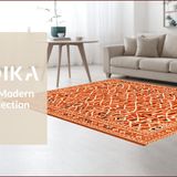 Ultra Soft Area Rug, Non Slip, Stain Resistant, Washable Area Rugs for Living Room, Bedroom, Vibrant Geometric Orange Elegance(Orange)