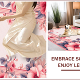 Ultra Soft Area Rug, Non Slip, Stain Resistant, Washable Area Rugs for Living Room, Bedroom, Soft Pastel Floral Living Room Washable Carpet(Pink)