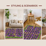 Ultra Soft Area Rug, Non Slip, Stain Resistant, Washable Area Rugs for Living Room, Bedroom, Minimalist Floral Curved Patterns(Purple)