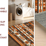 Ultra Soft Area Rug, Non Slip, Stain Resistant, Washable Area Rugs for Living Room, Bedroom, Eclectic Warm Toned Medallion Look(Orange)