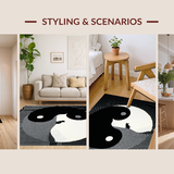 Ultra Soft Area Rug, Non Slip, Stain Resistant, Washable Area Rugs for Living Room, Bedroom, Abstract Monochrome Cat Silhouette(Black)