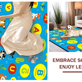 Ultra Soft Area Rug, Non Slip, Stain Resistant, Washable Area Rugs for Living Room, Bedroom, Cheerful Blue Animal Alphabet Art(White)
