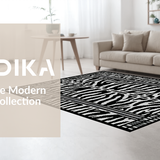 Ultra Soft Area Rug, Non Slip, Stain Resistant, Washable Area Rugs for Living Room, Bedroom, Funky Monochrome Animal Motif(Black)