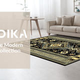 Ultra Soft Area Rug, Non Slip, Stain Resistant, Washable Area Rugs for Living Room, Bedroom, Sleek Transitional Curved Patterns(Gold)